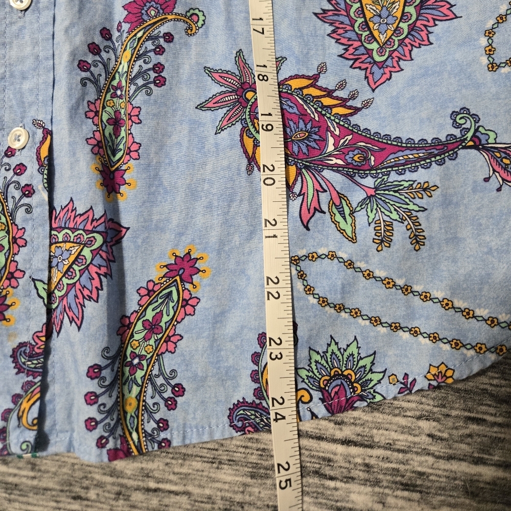 Talbots 100% Cotton Button Down Front Swirly Paisley Long Sleeve Shirt - Size XL - Picture 7 of 10